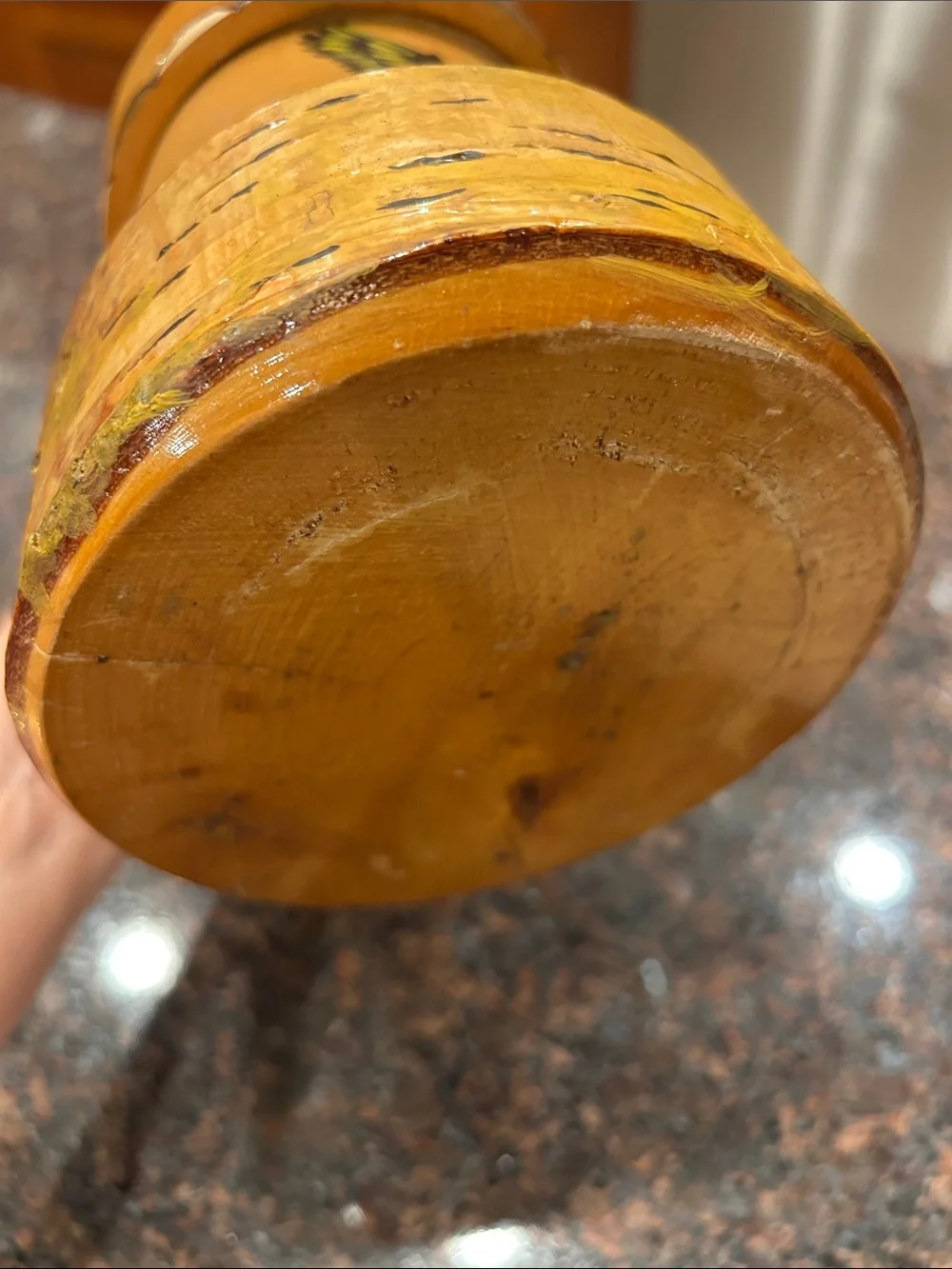 vintage hand-carved hand painted wooden or birch bark mug or stein with eagle